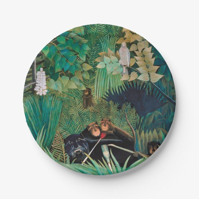 Plato De Papel Animales de vida silvestre en bosque tropical (Anverso)