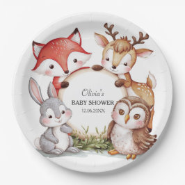 Plato De Papel Animales de Woodland adoran Baby Shower