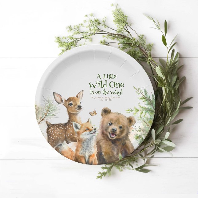 Plato De Papel Animales de Woodland adornan un pequeño y salvaje  (Woodland Animals Paper Plates)