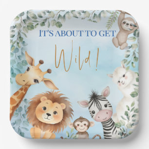 Plato De Papel Animales de zoológico Baby Shower-¡Está a punto de
