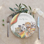 Plato De Papel Animales del bebé de la jungla tropical | BABY SHO<br><div class="desc">Personajes agradables - panda gigante, lemur, leopardo, panda roja y tigre con arcos de boho retro y vegetación exuberante de la jungla. Los colores vibrantes de la jungla funcionan bien para un niño o un chica. Esta colección combina la serenidad de los grandes espacios al aire libre con la delicadeza...</div>
