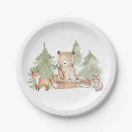 Plato De Papel Animales del bosque de acuarela Baby Shower