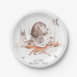 Plato De Papel Animales del bosque de Woodland Cumpleaños o Baby