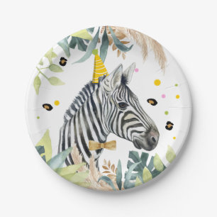 Plato De Papel Animales del Fiesta Zebra Nacimiento Zoo Safari