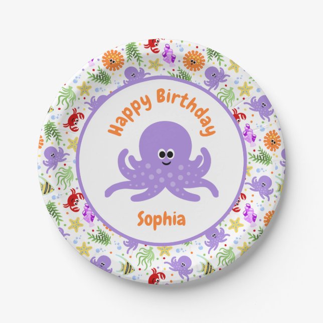 Plato De Papel Animales del mar Próximo bajo el mar (Anverso)