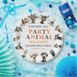 Plato De Papel Animales Divertidos y Caprichosos Fiesta de Cumple