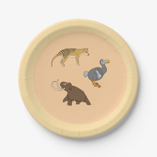 Plato De Papel Animales extintos  (Anverso)