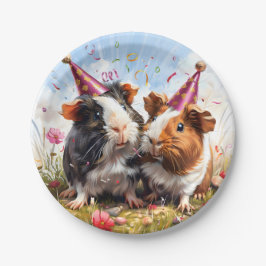 Plato De Papel Animales fiestas - 2 cerdos de Guinea