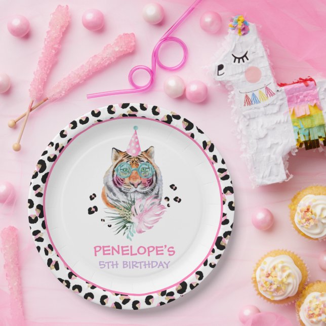 Plato De Papel Animales fiestas Fiesta de cumpleaños de Chica ros (Fiesta)
