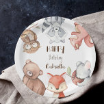 Plato De Papel Animales forestales de Woodlands cumpleaños person<br><div class="desc">Fiesta de cumpleaños de animales boscosos nombres personalizados placas de papel fiesta.</div>