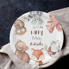Plato De Papel Animales forestales de Woodlands cumpleaños person