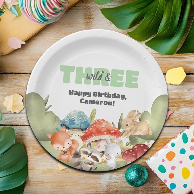 Plato De Papel Animales Lindo del Bosque Cumpleaños 3 (Subido por el creador)