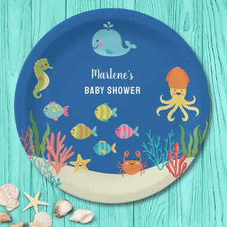 Plato De Papel Animales marinos