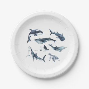 Plato De Papel Animales oceánicos