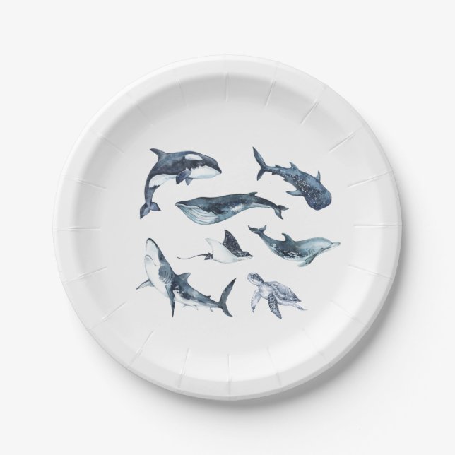 Plato De Papel Animales oceánicos (Anverso)