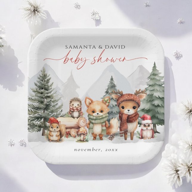 Plato De Papel Animales para bebés de Woodland Winter (Subido por el creador)