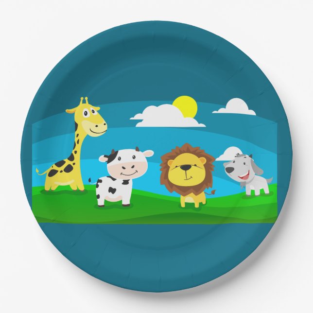 Plato De Papel animales personalizados (Anverso)