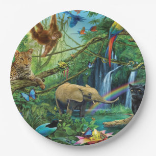 Plato De Papel Animales que viven juntos tiran almohada