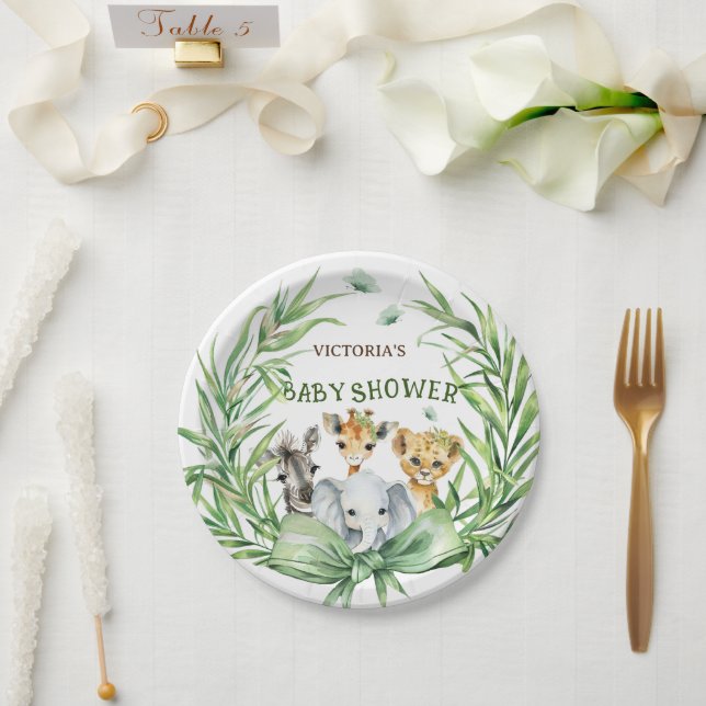 Plato De Papel Animales safari adoran Baby Shower (Boda)