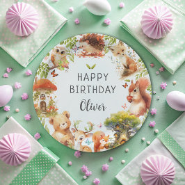 Plato De Papel Animales salvajes adornan un bosque mágico