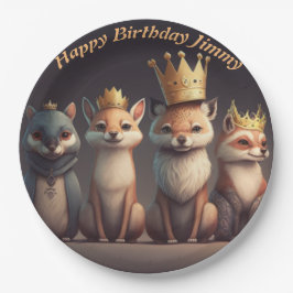 Plato De Papel Animales salvajes con coronas