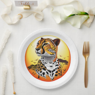 Plato De Papel Animales salvajes de la costa africana Cheetah