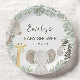 Plato De Papel Animales salvajes de la jungla de Baby Shower Safa