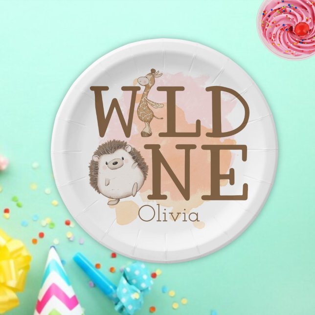 Plato De Papel Animales salvajes de un primer cumpleaños (wild one birthday party paper plate)