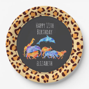 Plato De Papel Animales salvajes en cumpleaños exótico del