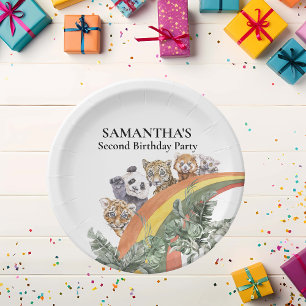 Plato De Papel Animales Salvajes Lindos de la Selva Cumpleaños Ar