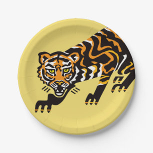 Plato De Papel ¡Animales salvajes! TIGER- vida silvestre - Placa 
