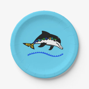 Plato De Papel Animales silvestres - DOLPHIN - Naturaleza - Fiest
