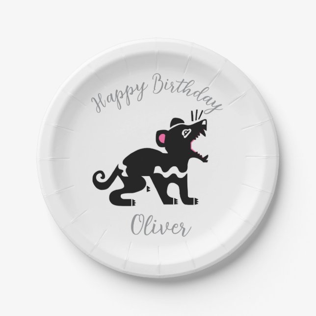 Plato De Papel Animales silvestres - Tasmania DEVIl - Cumpleaños  (Anverso)