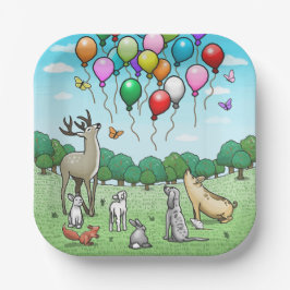 Plato De Papel Animales Ven los Globos