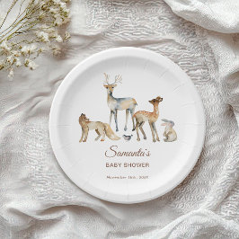 Plato De Papel Animals Woodland Baby Shower