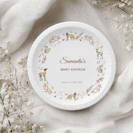 Plato De Papel Animals Woodland Baby Shower