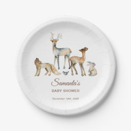 Plato De Papel Animals Woodland Baby Shower