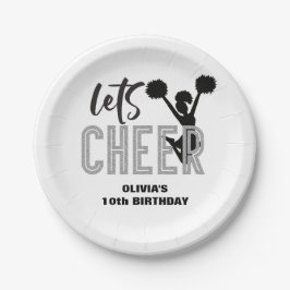 Plato De Papel Animando Silver and Black Cheer Cumpleaños