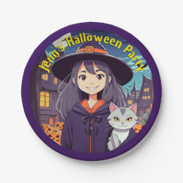 Plato De Papel Anime Cat and Witch
