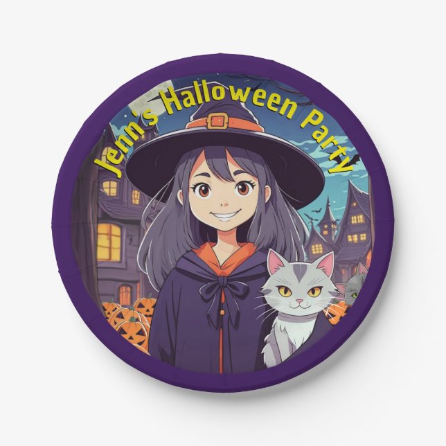 Plato De Papel Anime Cat and Witch (Anverso)