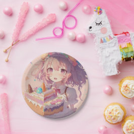 Plato De Papel Anime Chica Pieza de Pastel de Pastel de Fantasma