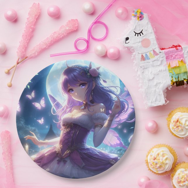 Plato De Papel Anime Chica Violet Butterfly Wing Moon Fairy (Fiesta)