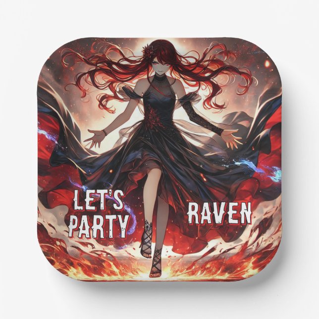 Plato De Papel Anime ordena las llamas, abraza al Personalizado d (Anverso)