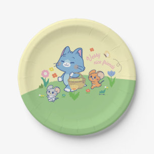 Plato De Papel Anime Tom, Jerry y Tuffy Picnic