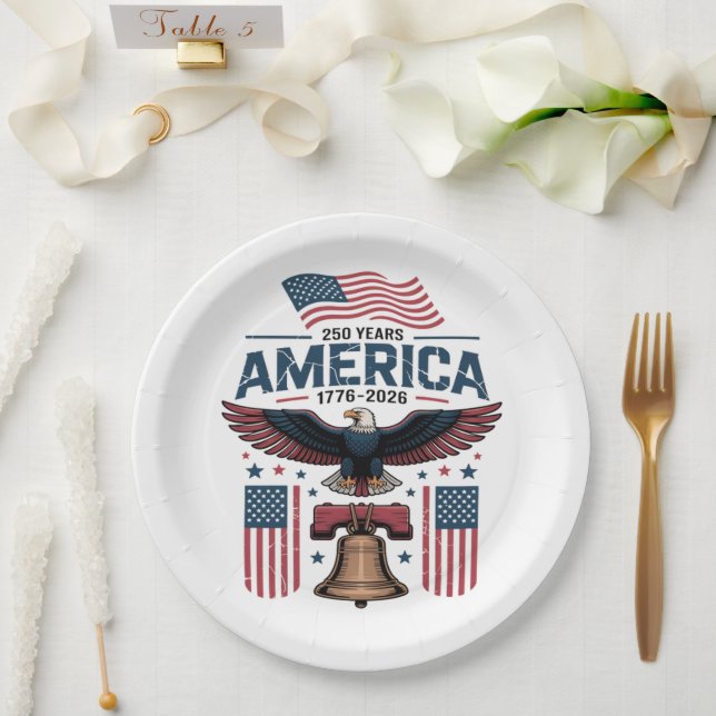 Plato De Papel aniversario 250 de américa (Boda)