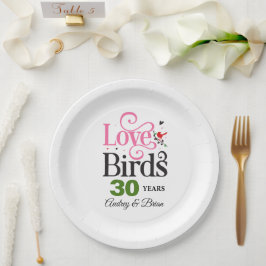 Plato De Papel Aniversario 30 Años Amantes Personalizados