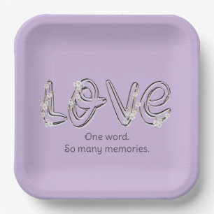 Plato De Papel Aniversario Almond Blossom Love Text