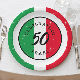 Plato De Papel Aniversario de aniversario de Italia de la bandera