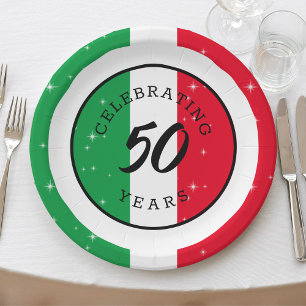 Plato De Papel Aniversario de aniversario de Italia de la bandera