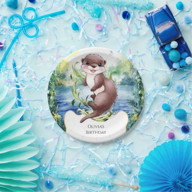 Plato De Papel Aniversario de la Calma simple de Otter (Fiesta)